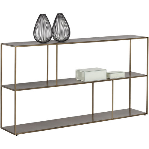 Eiffel Antique Brass Low Bookcase, Large
